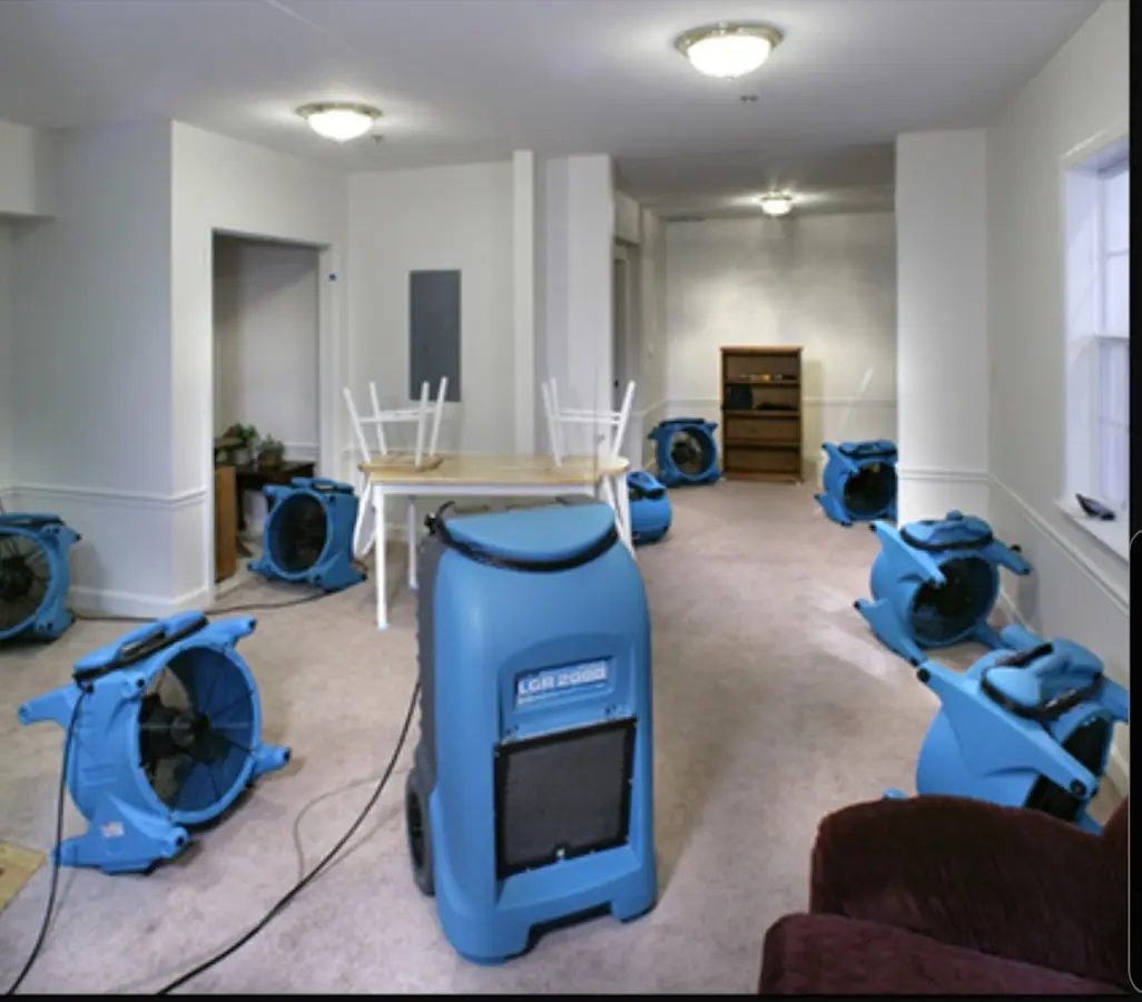 Air movers and dehumidifier setup for Water Extraction & Removal in Auburn