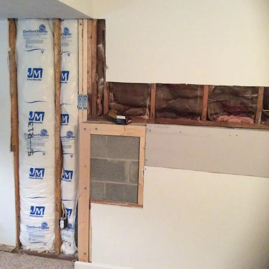 Wall insulation replacement during Basement Flood Cleanup in Auburn